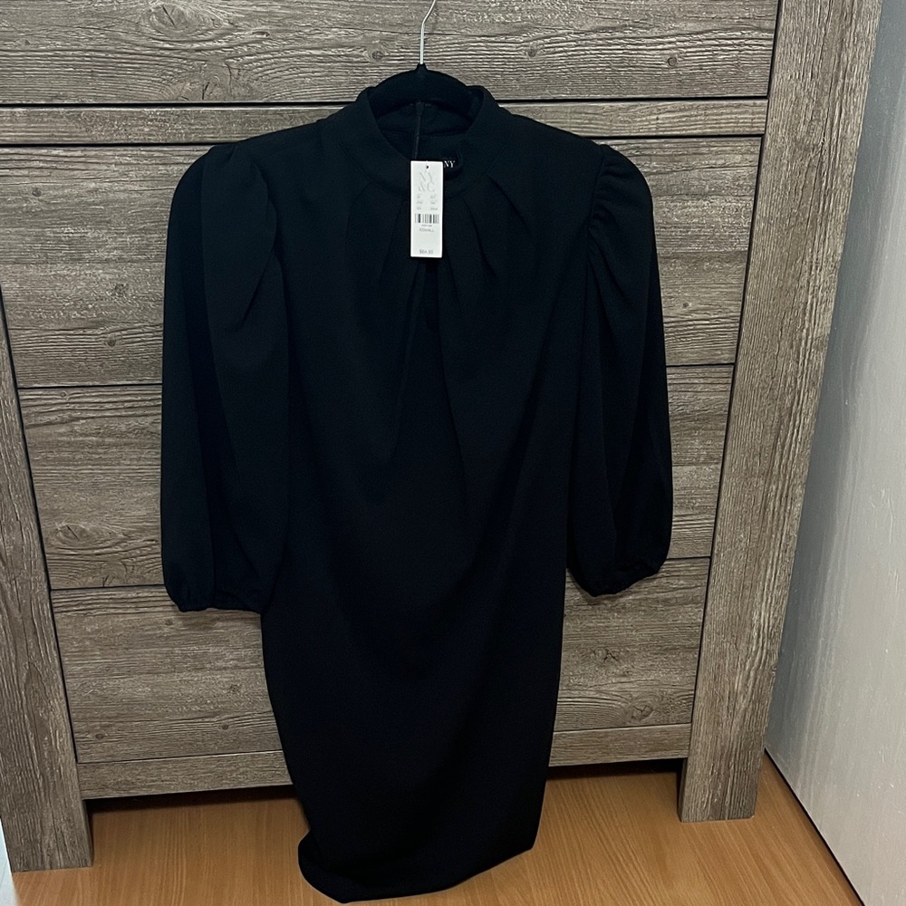 New York & Company Elegant Black Long Sleeve Dress